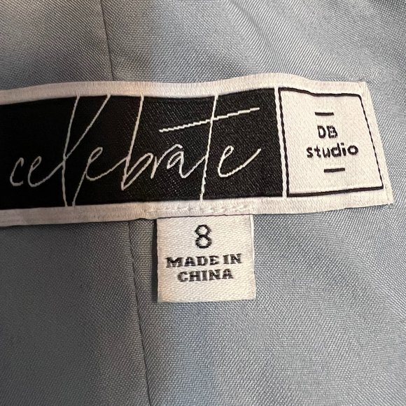 DB Studio Celebrate Baby Blue Chiffon Crisscross Back Gown Dress Size 8 Prom - Picture 4 of 11